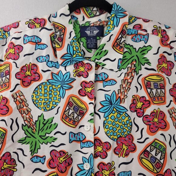 90s Deadstock Dockers By Levis Sugar Shack Short Slv Button Tropical Fruit Shirt - Picture 2 of 11